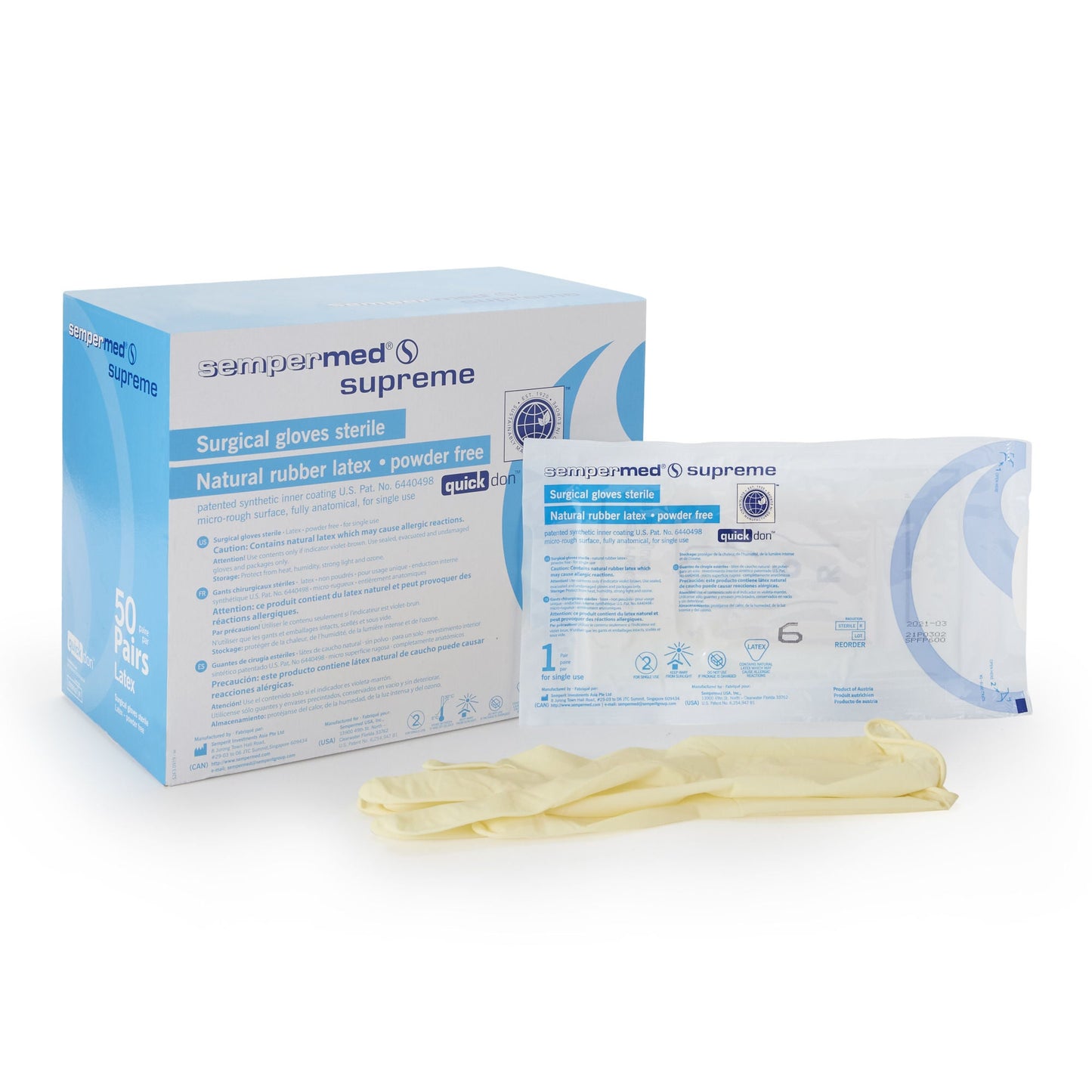 Sterile Sempermed® Supreme Latex Surgical Gloves, Ivory