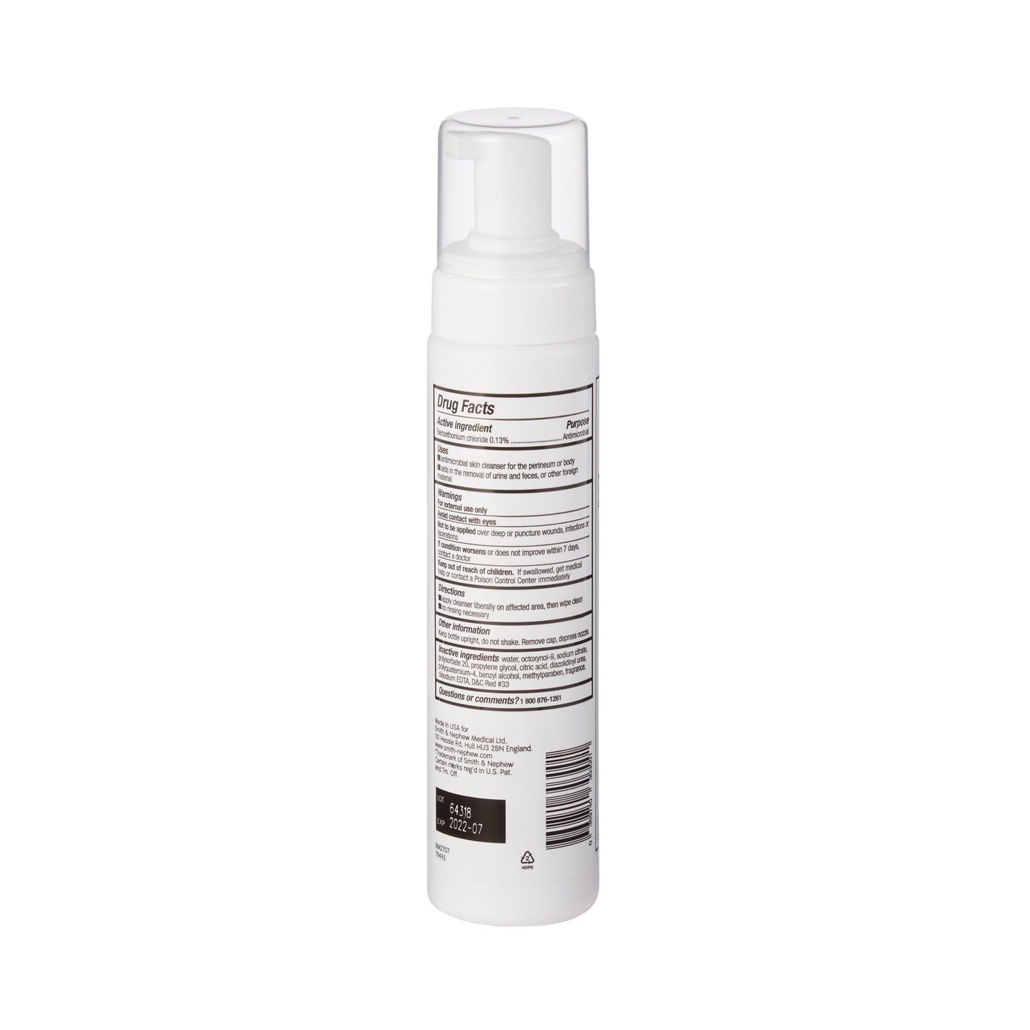 Secura Rinse-Free Foaming Body Wash, Antimicrobial, Scented, Pump Bottle