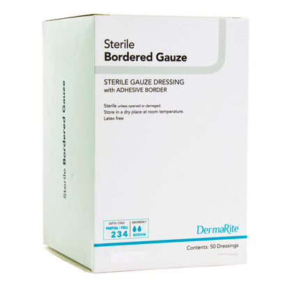 DermaRite® Bordered Gauze White Adhesive Dressing