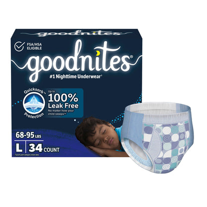 Goodnites® Heavy Absorbency Nighttime Underwear, for Boys 68 – 95 lbs.