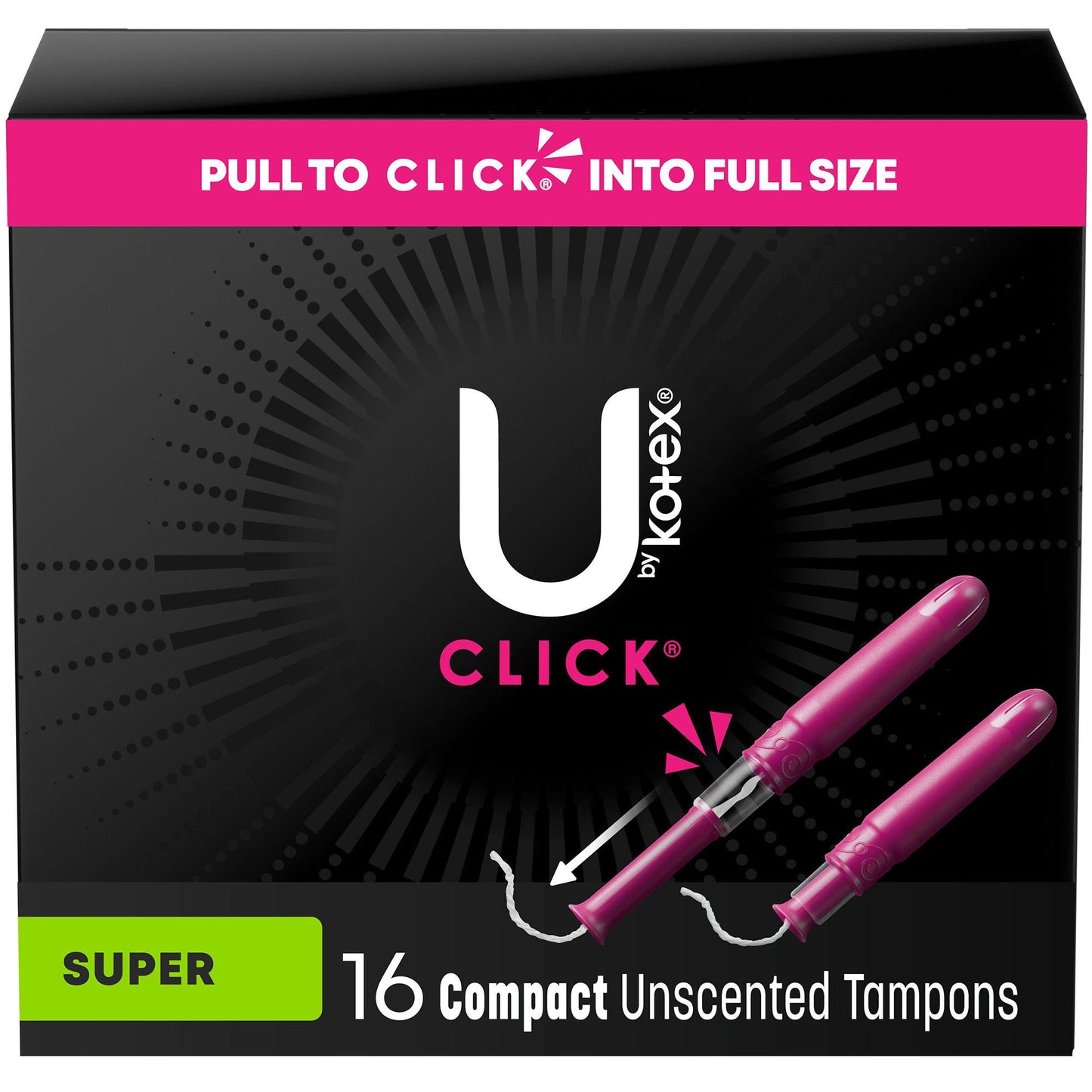 U By Kotex Click Tampon Super Absorbency Plastic Applicator Individually Wrapped