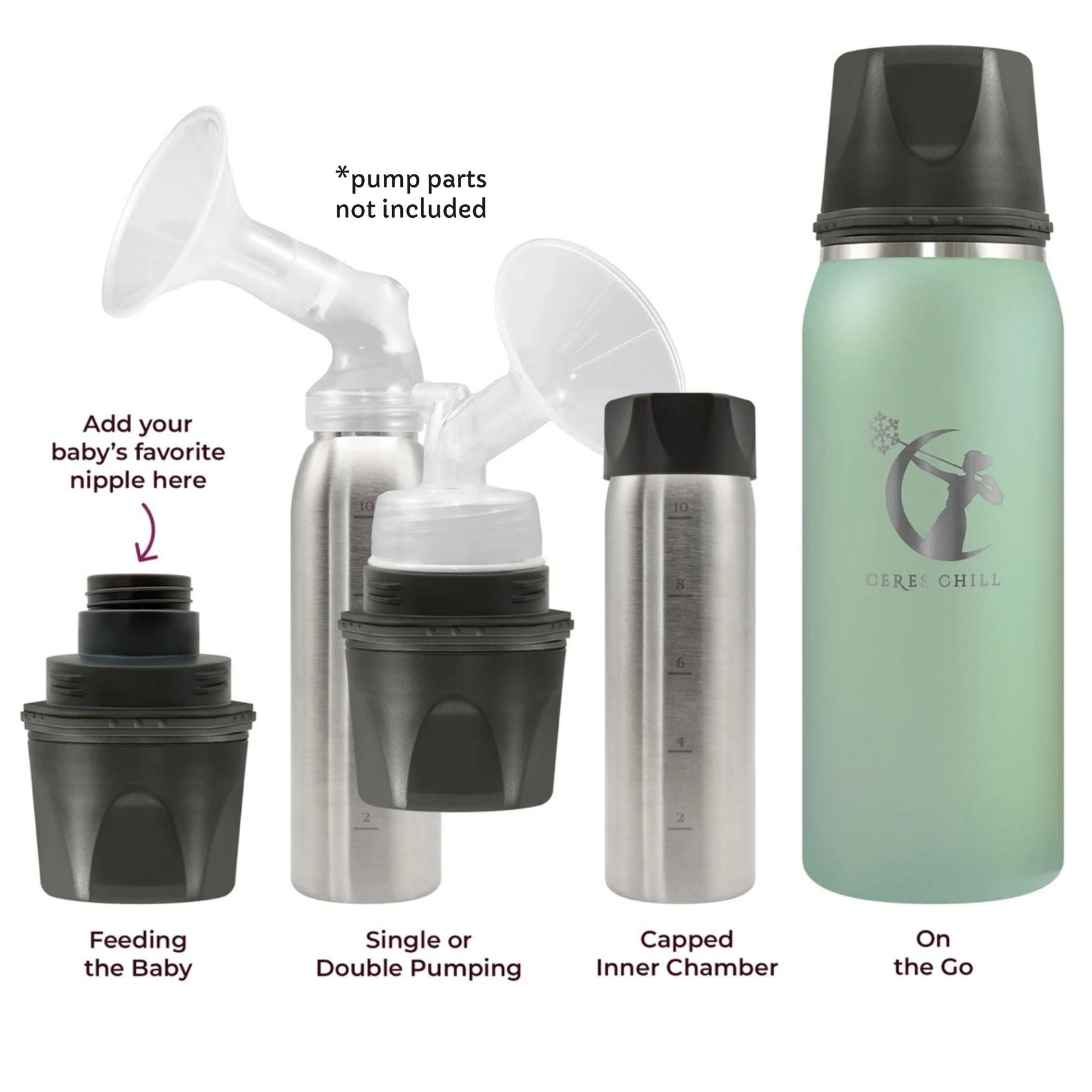 Ceres Chill OG Stainless Steel Breast Milk Chiller Container, Light Green