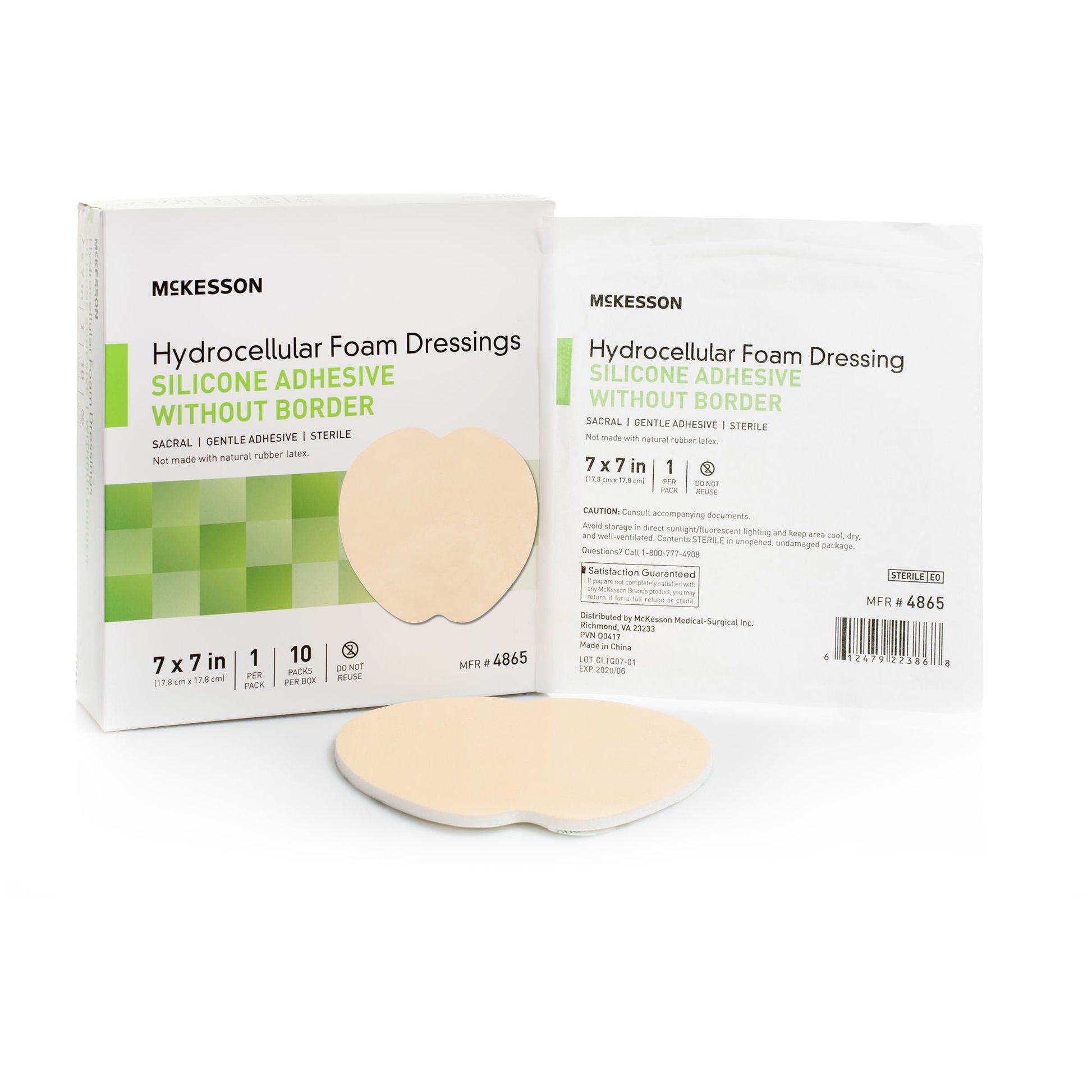 McKesson Hydrocellular Foam Dressing, Silicone Adhesive, w/o Border
