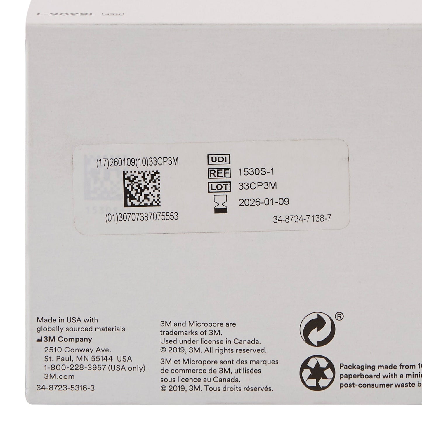3M™ Micropore™ Paper Medical Tape, White