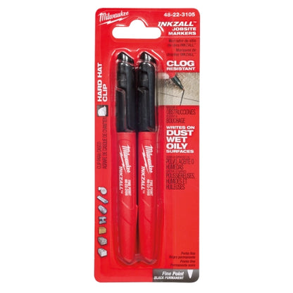 Milwaukee 2PK INKZALL Black Fine Point Marker 48-22-3105 | 2-Piece