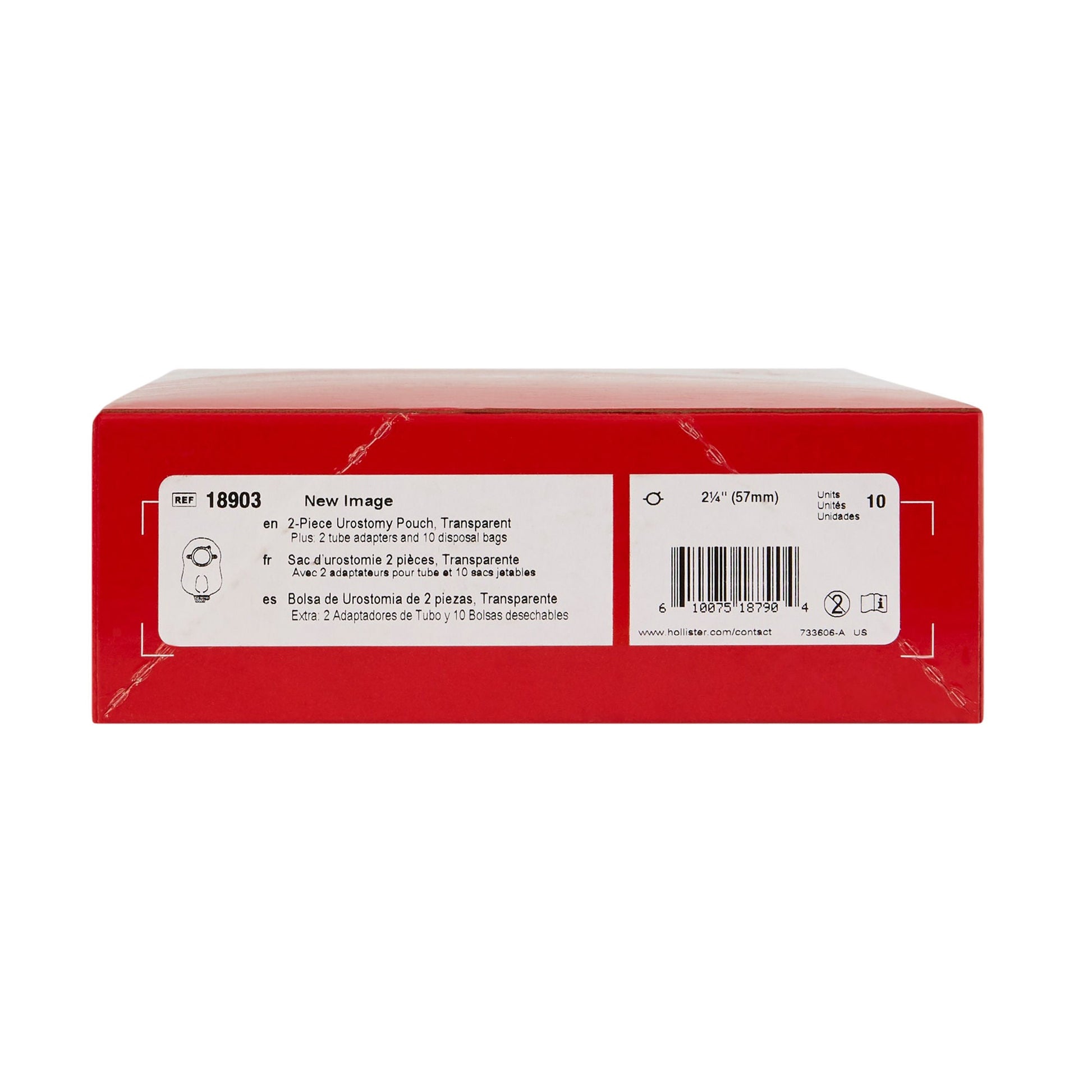 New Image™ Two-Piece Transparent Urostomy Pouch, Flange, Red Match
