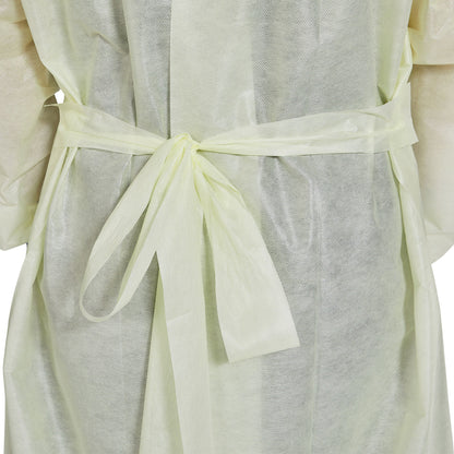 McKesson AAMI Level 2 Isolation Gown, Tie Neck Style, One Size Fits Most, Yellow