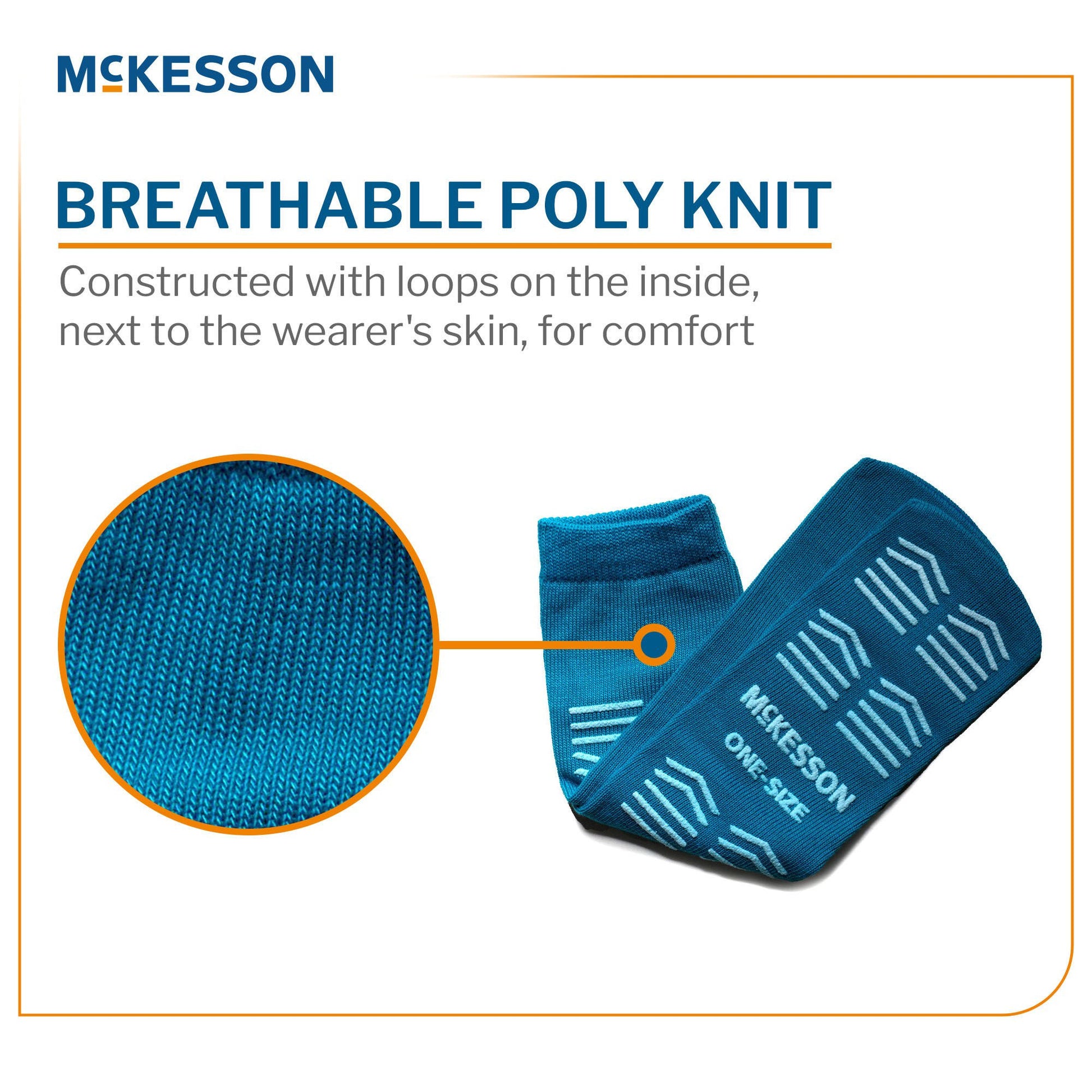 McKesson Slipper Socks, Single Tread, One Size Fits Most, Teal