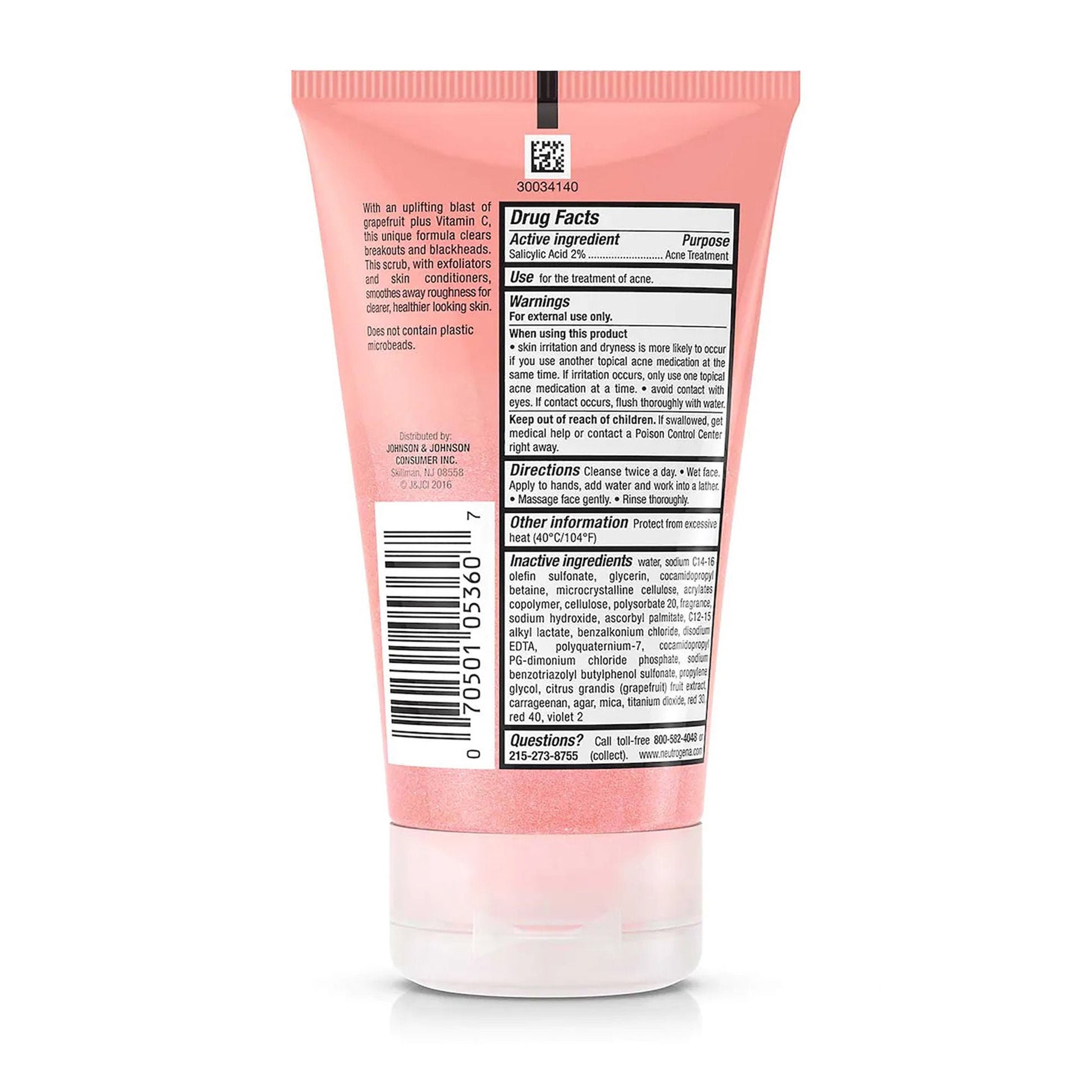 Neutrogena® Oil-Free Acne Wash Pink Grapefruit Foaming Scrub, Tube