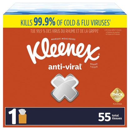Kleenex Anti-Viral Facial Tissue White 8-1/ -1/5 Inch 55 Count