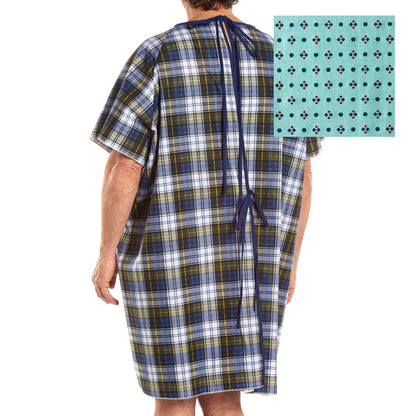TieBack Patient Exam Gown One Size Fits Most Geometric Print Reusable