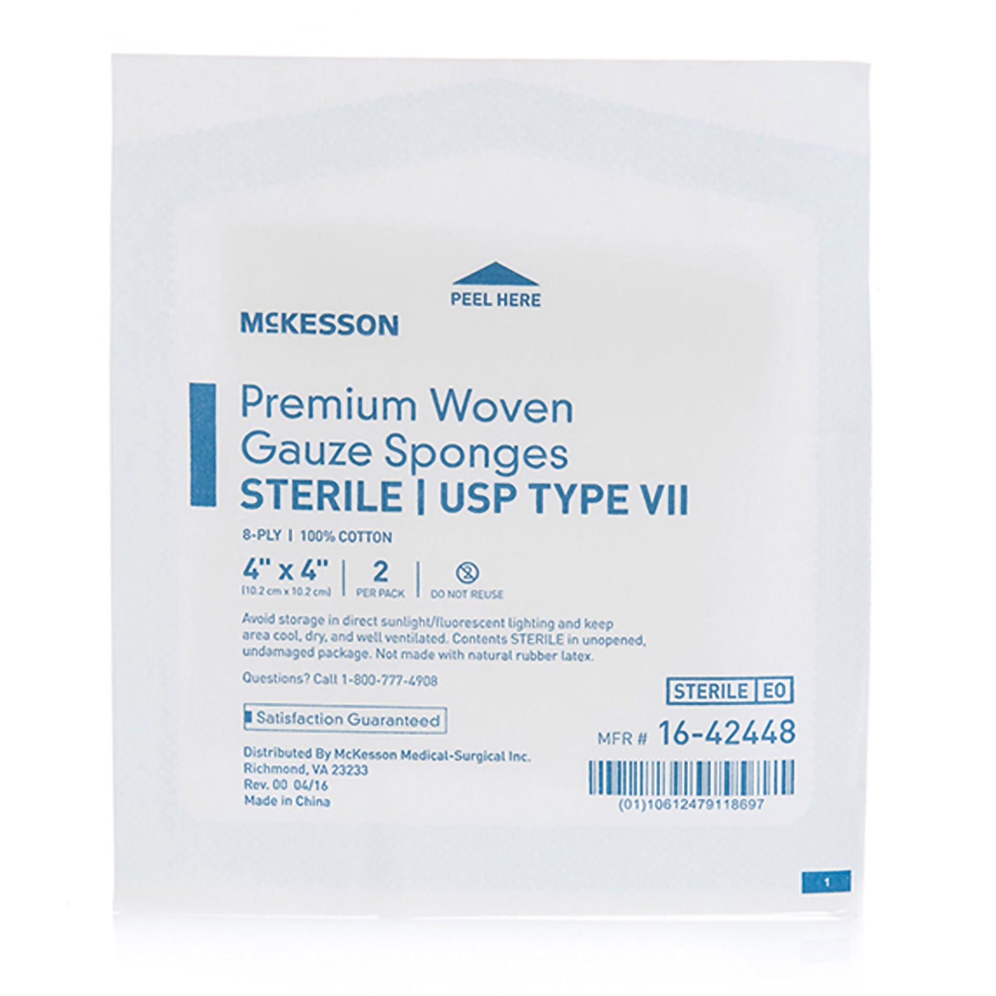 McKesson Sterile USP Type VII Gauze Sponge, Eight Ply