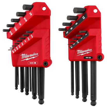 Milwaukee 22-Key Ball End L-Style Hex Key Set - SAE/Metric 48-22-2187 | 22-Piece