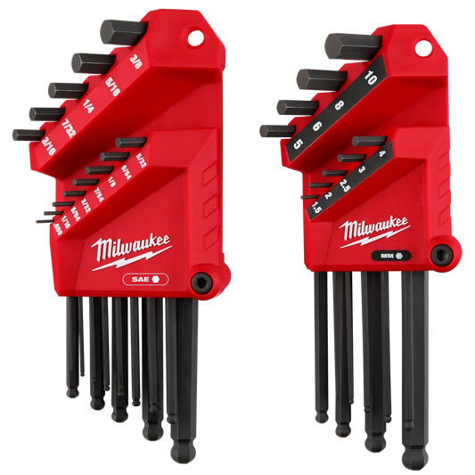 Milwaukee 22-Key Ball End L-Style Hex Key Set - SAE/Metric 48-22-2187 | 22-Piece