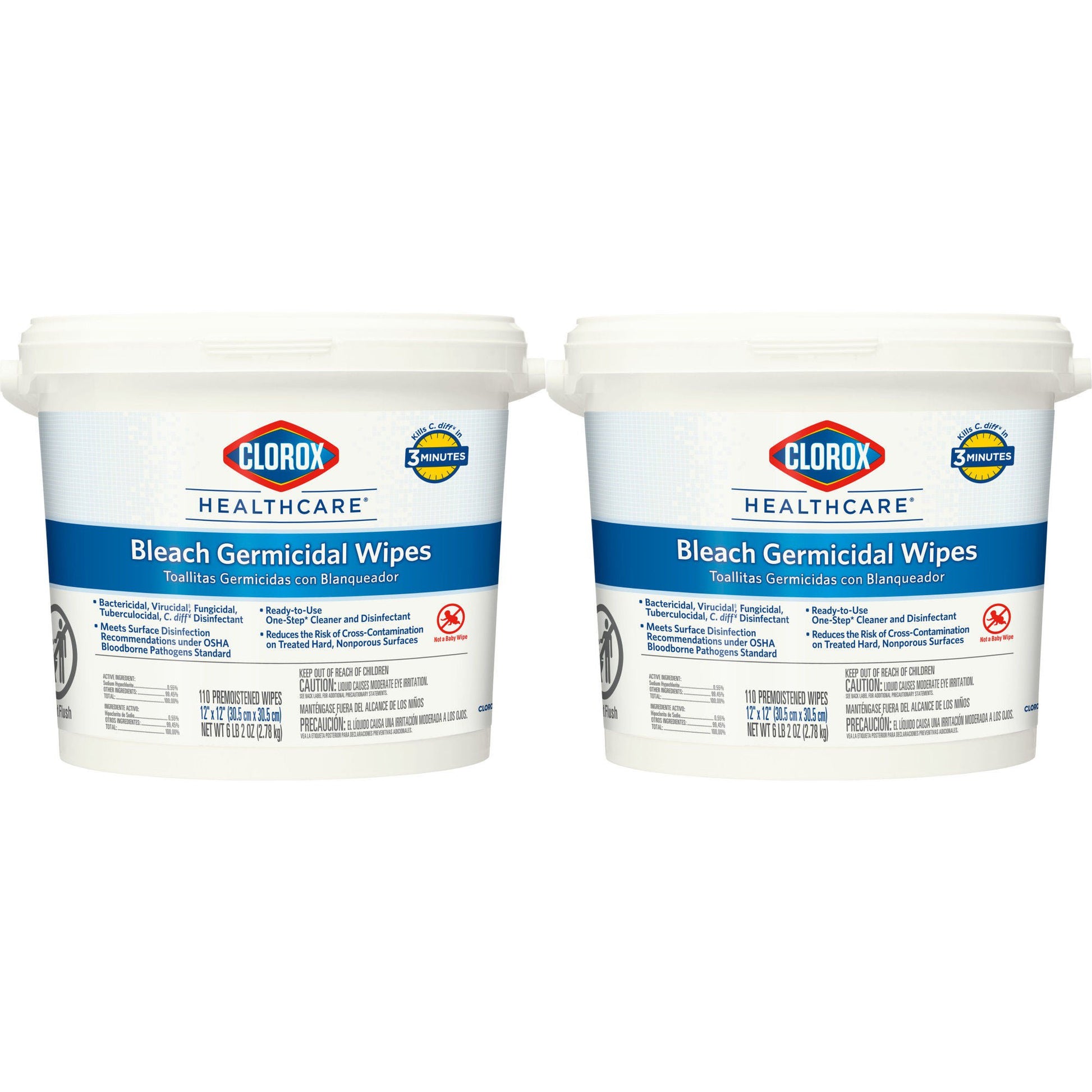 Clorox Healthcare® Bleach Germicidal Wipes, Bucket, .
