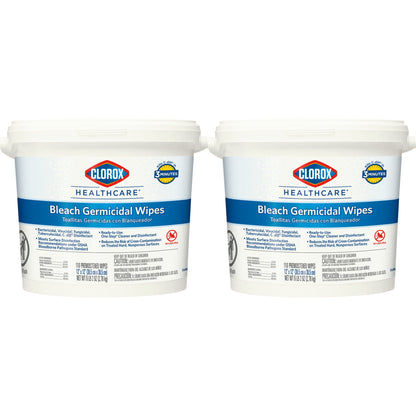 Clorox Healthcare® Bleach Germicidal Wipes, Bucket, .