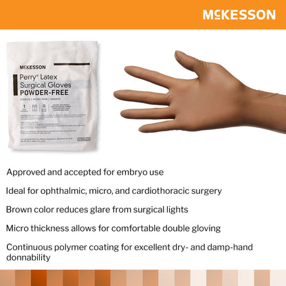 Sterile McKesson Perry® Latex Surgical Gloves, Brown - view 4