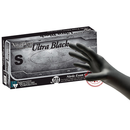 NitriDerm® Ultra Black Nitrile Exam Gloves, Black