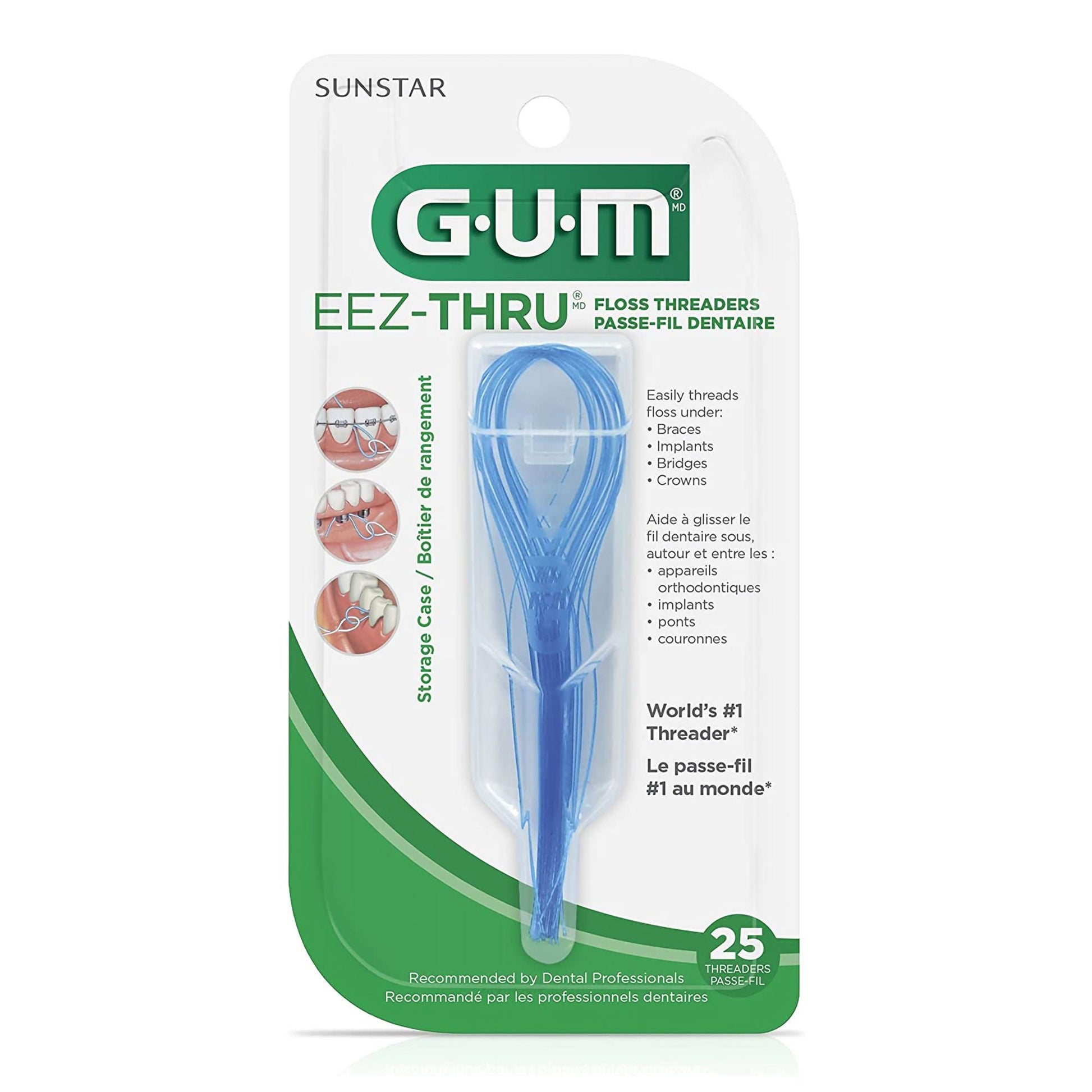 G·U·M EeZ-Thru Dental Floss Threader Satin Mint Flavor