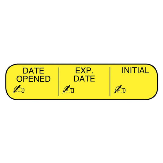 Apothecary Products Pre-Printed / Write On Label Auxiliary Label Yellow Paper DATE OPENED/EXP. DATE/INITIAL Black Quality Control Label