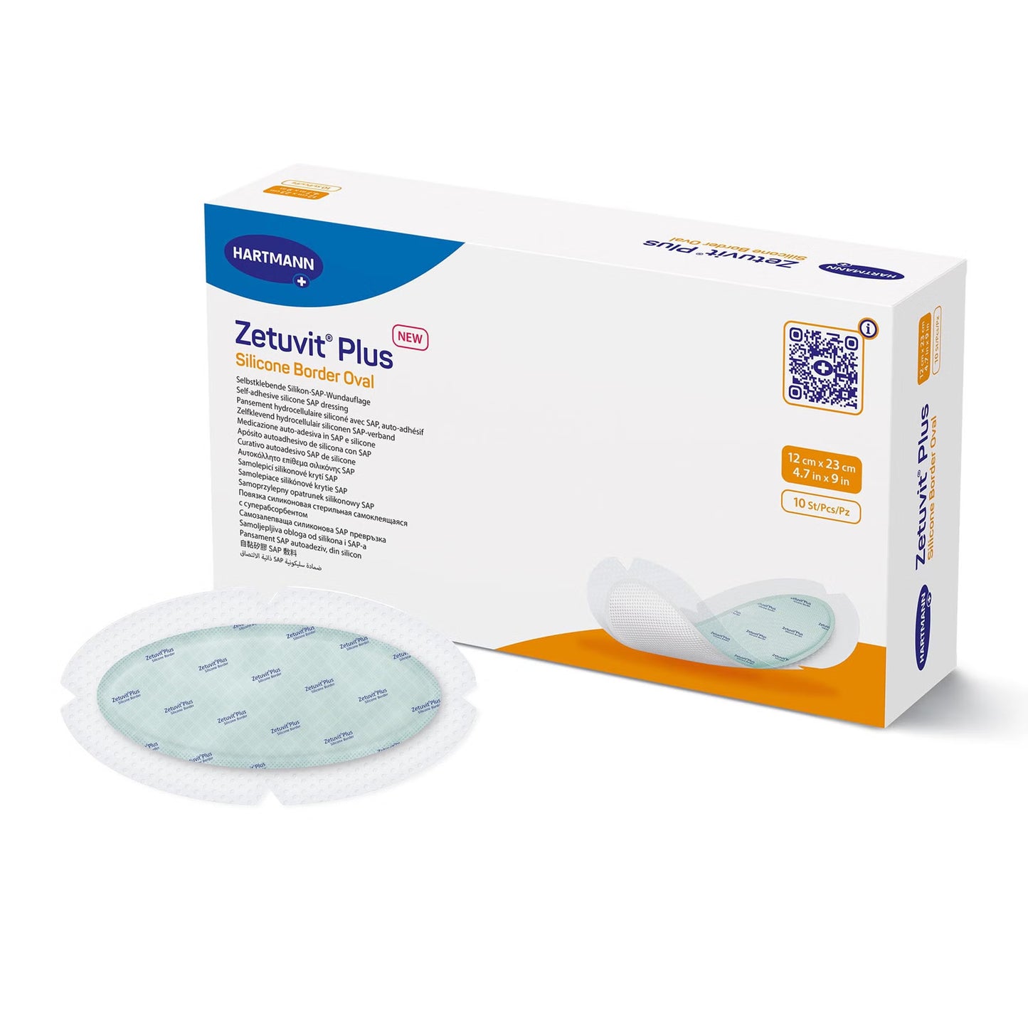 Zetuvit® Plus Silicone Border Super Absorbent Dressing, Oval