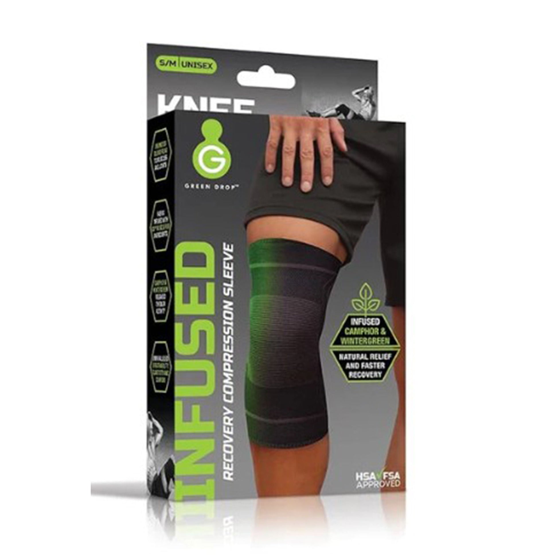 Green Drop Knee Sleeve Pull On 13 to 16 Inch Thigh Circumference Knee