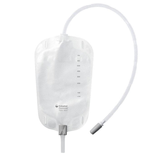 Conveen® Urinary Leg Bag, Anti-Reflux and Clamp Valve, Vinyl/Flocked