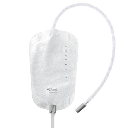 Conveen® Urinary Leg Bag, Anti-Reflux and Clamp Valve, Vinyl/Flocked