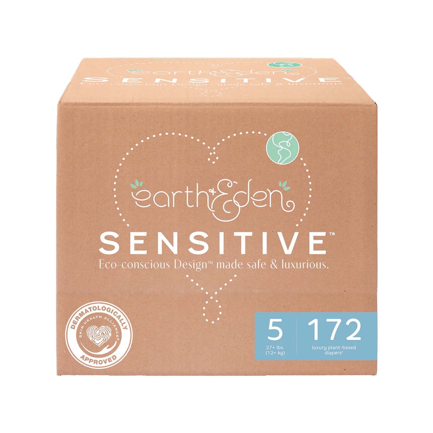 Earth & Eden Sensitive Baby Diapers, for Babies Weighing up to 27 lbs.