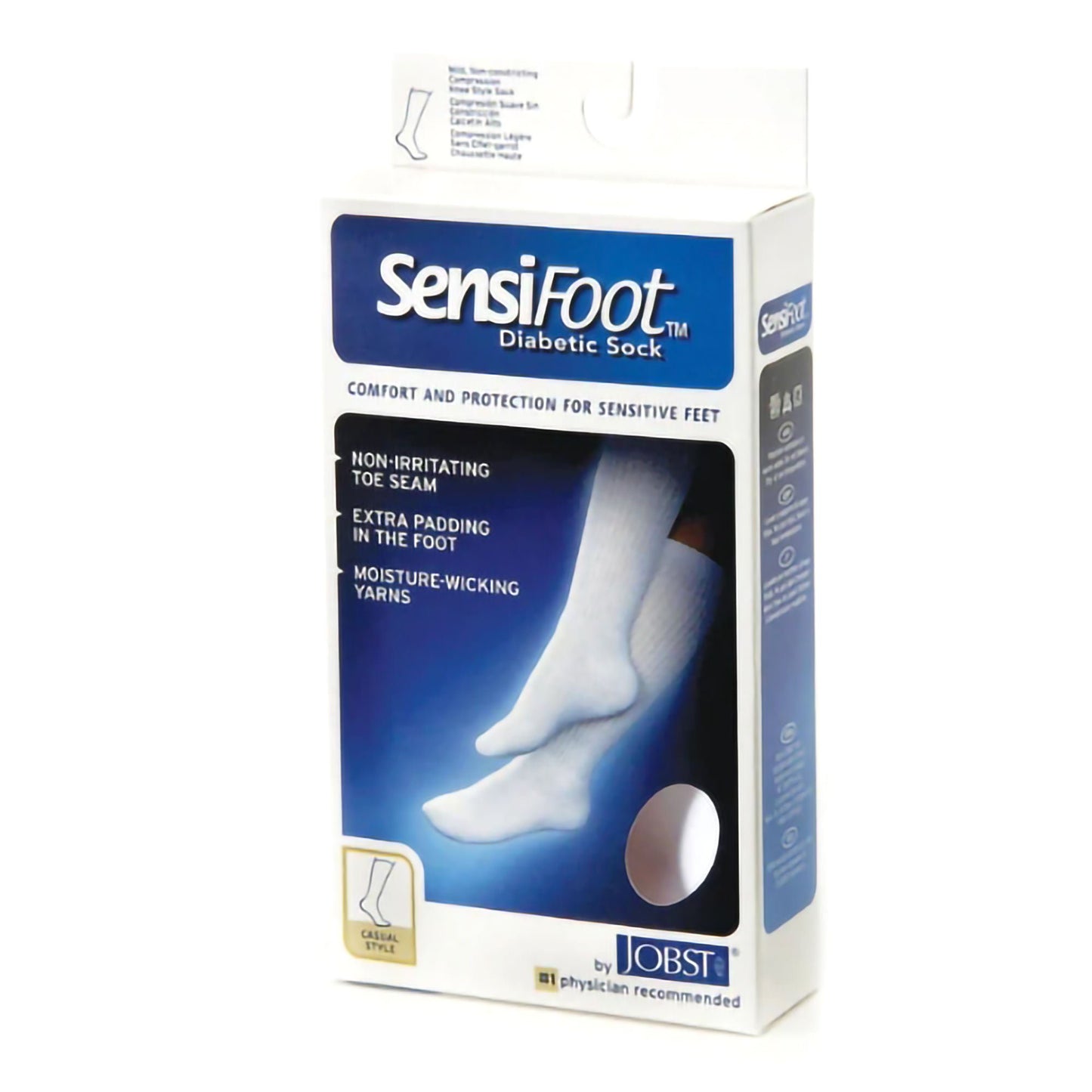 Jobst SensiFoot Diabetic Compression Stocking Knee High Large White Closed Toe