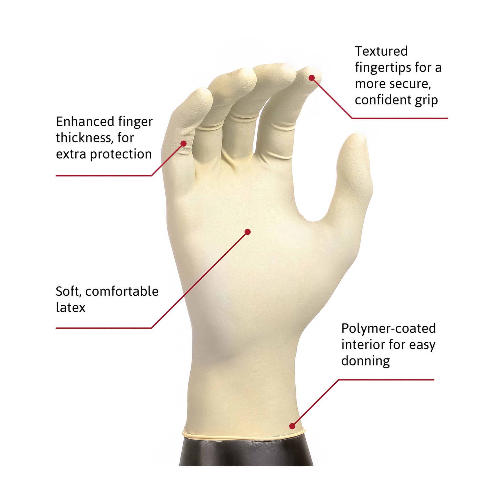 Diamond Grip™ Latex Exam Gloves, White - view 6