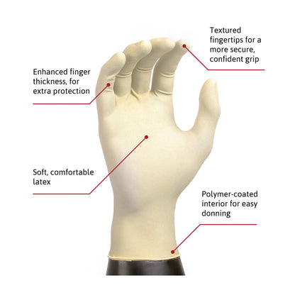 Diamond Grip™ Latex Exam Gloves, White - view 6