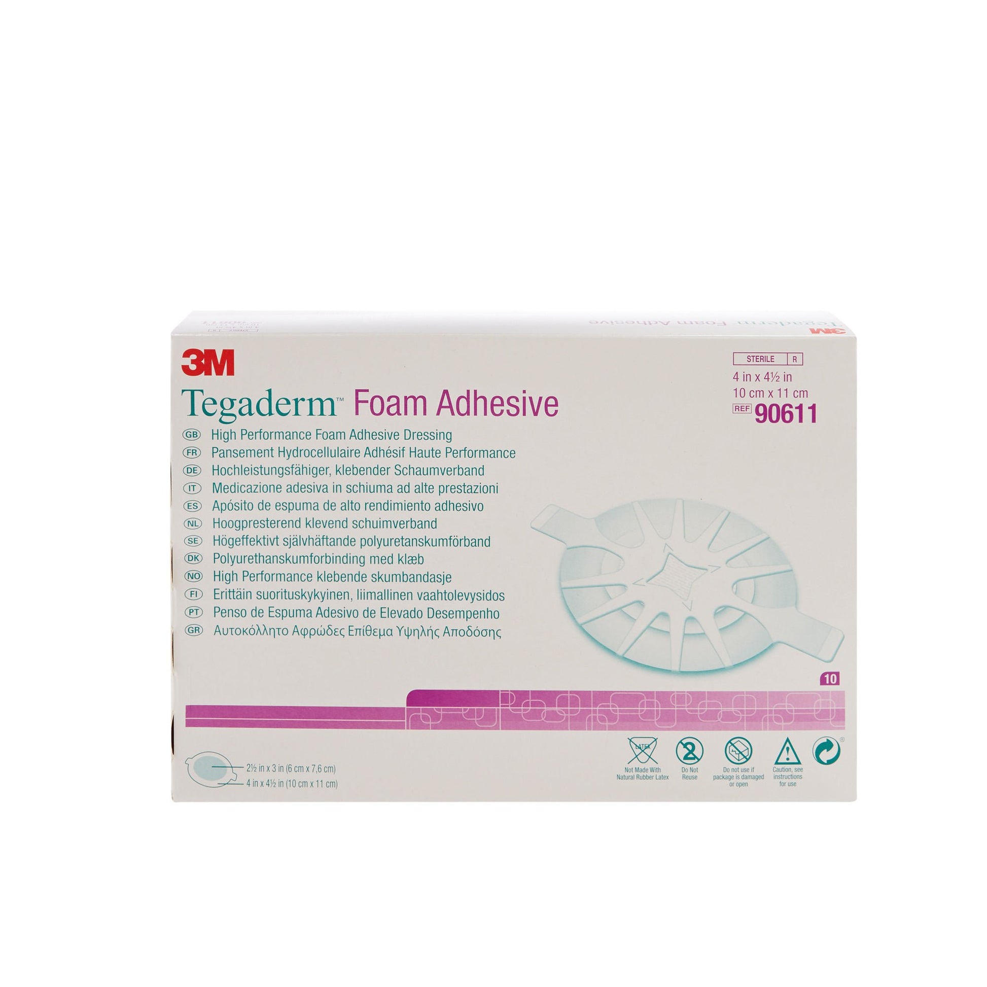 3M™ Tegaderm™ High-Performance Foam Dressing Adhesive, 4 x 4½ Inch