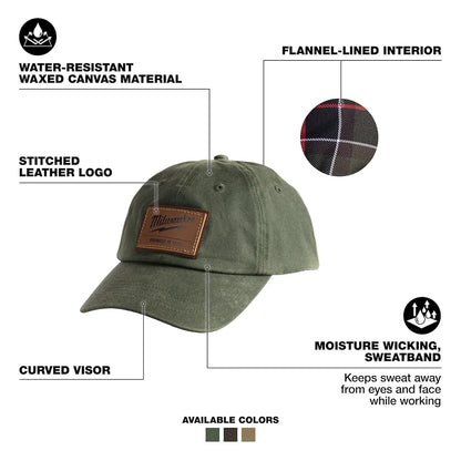 Milwaukee Waxed Canvas Adjustable Hat | Green M772E