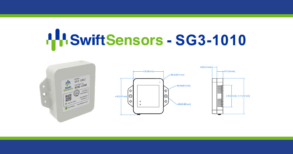 Swift Sensors SG3-1010 gateway dimensions and mounting drawing