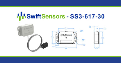 Swift Sensors SS3-617-30 dimensions: front, side and mounting-hole drawing