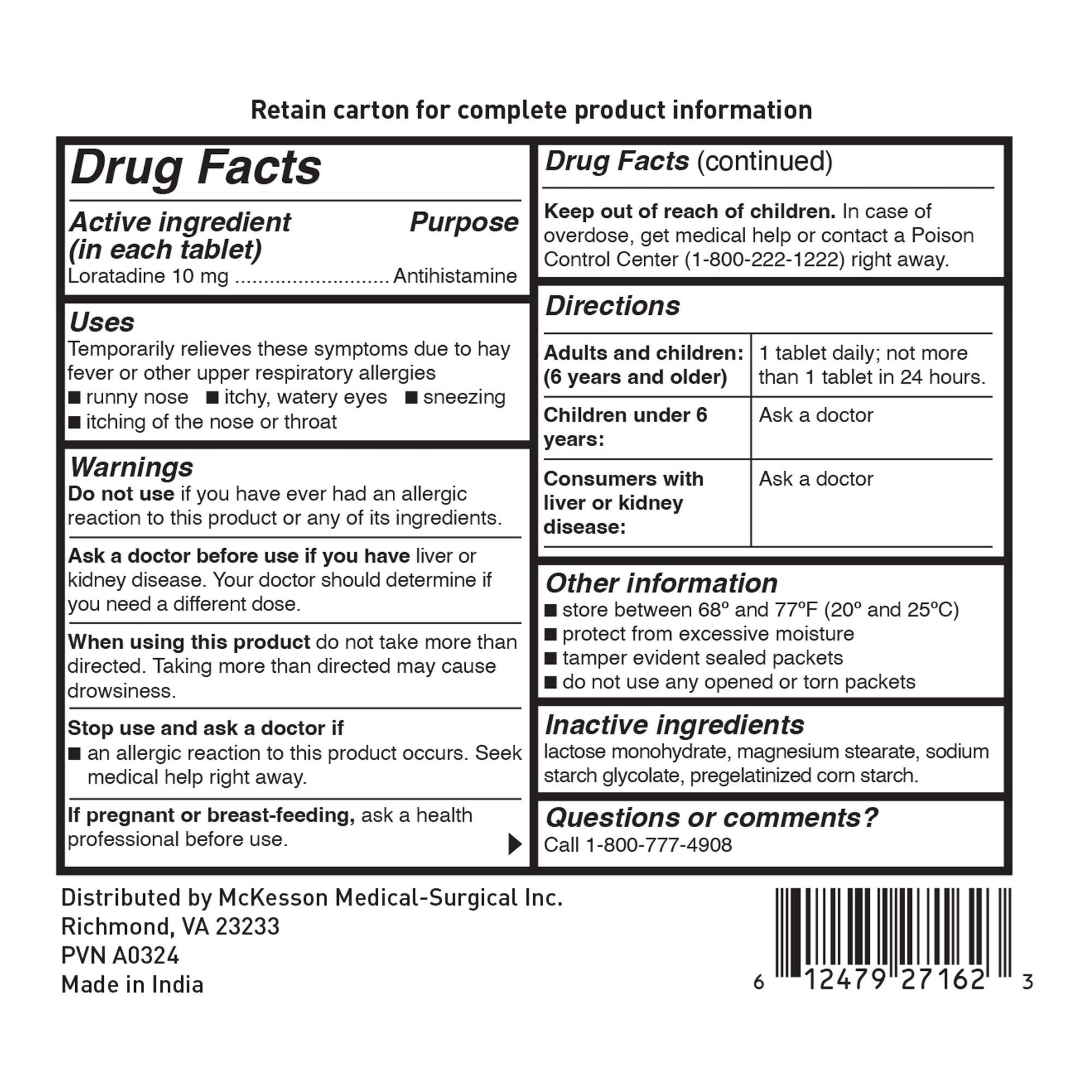 McKesson 10-mg Loratadine Allergy Relief Tablets