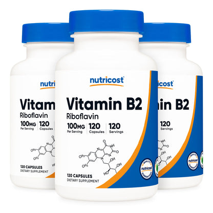 nutricost Vitamin B2 Riboflavin Dietary Supplement Vitamin B2 100 mg Strength Capsule