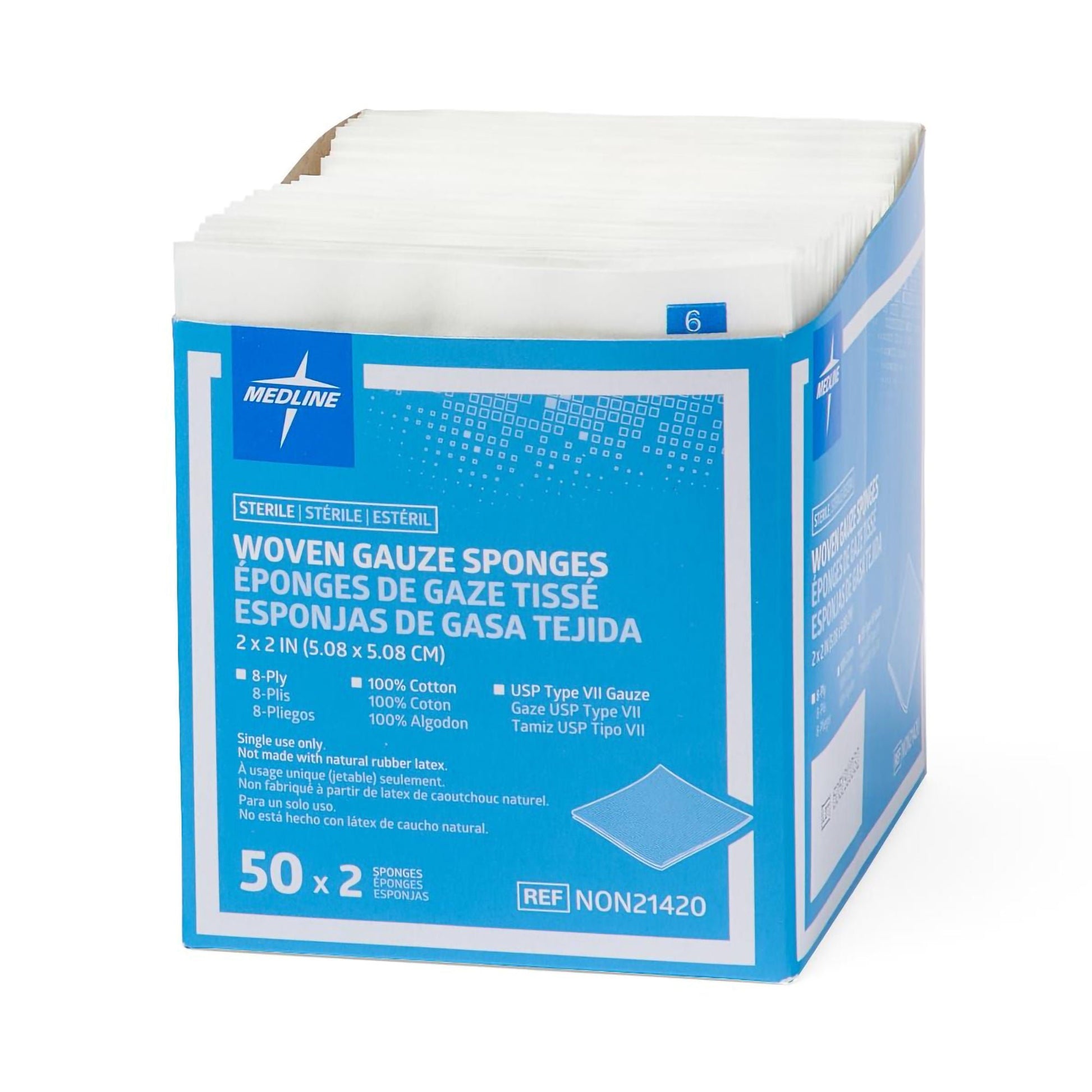 Medline Sterile USP Type VII Gauze Sponge, 8-Ply