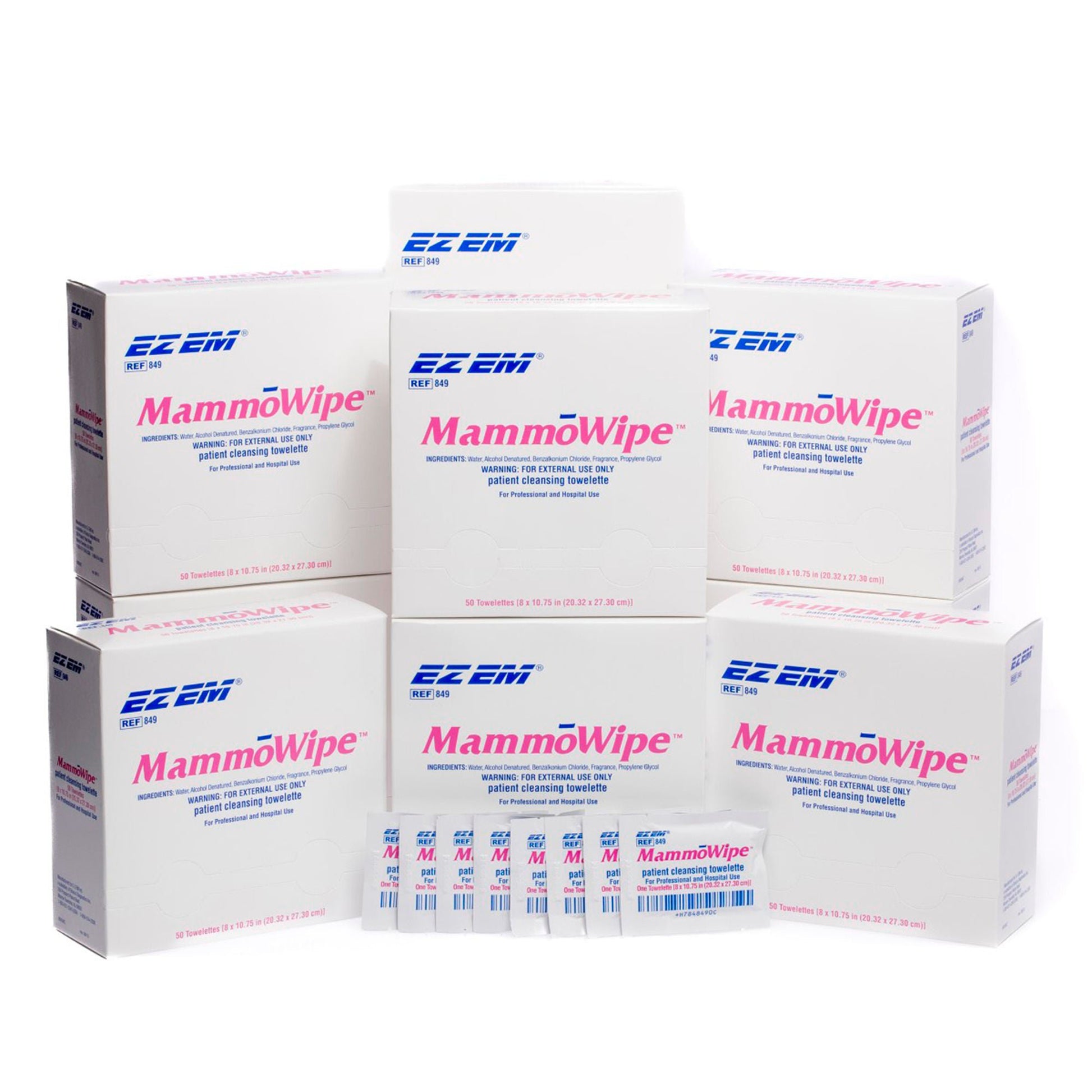 EZ EM Mammography Wipe, Scented, Benzalkonium Chloride, Ethyl Alcohol