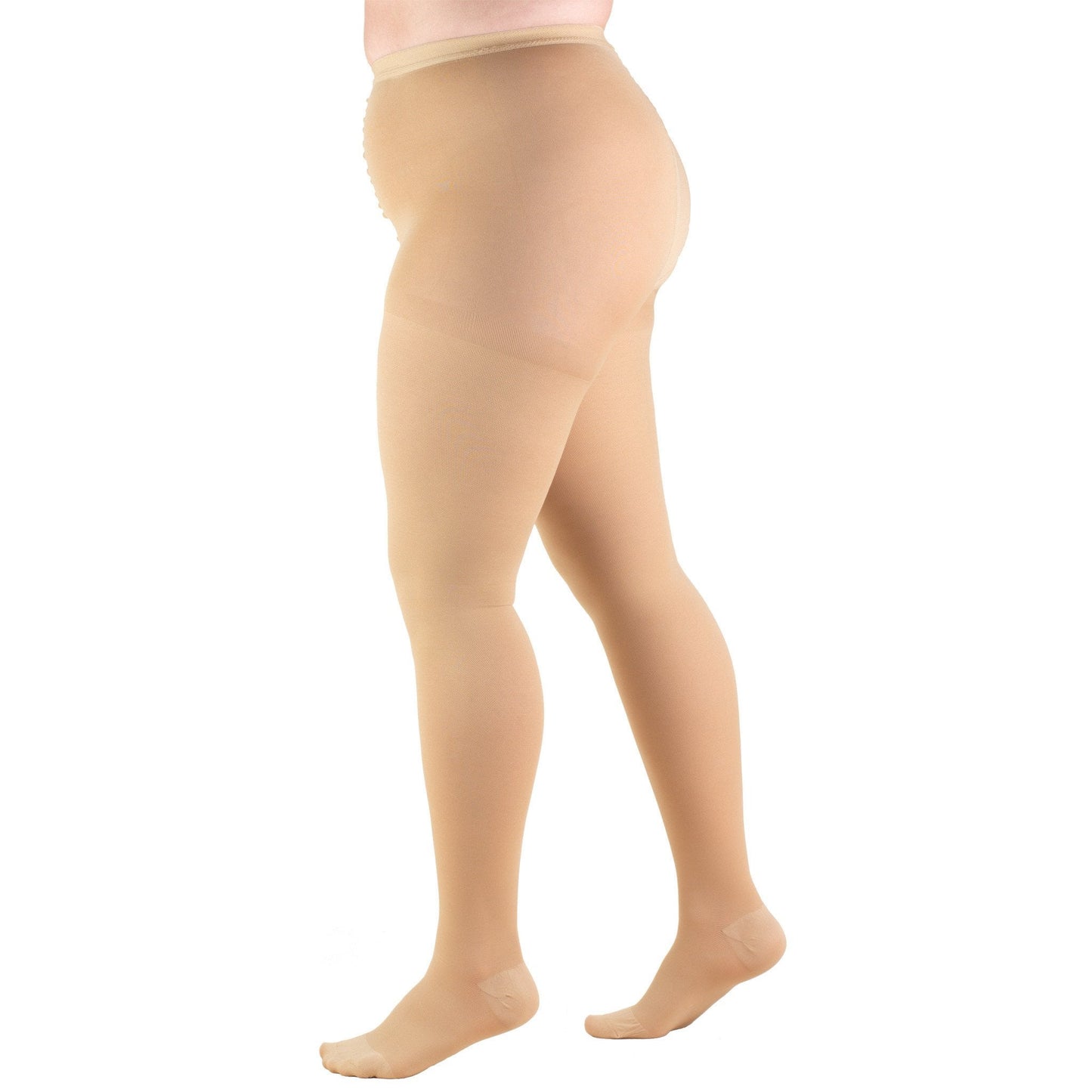 Truform Plus Size Compression Pantyhose Waist High Medium Beige Closed Toe
