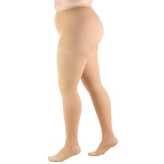 Truform Plus Size Compression Pantyhose Waist High Medium Beige Closed Toe