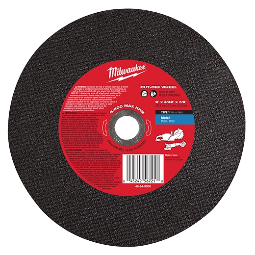 Milwaukee 9" x 3/32" x 7/8" Cut-Off Wheel (Type 1) 49-94-9000