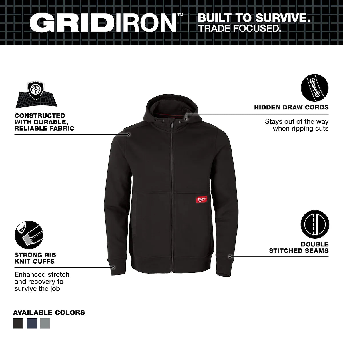 Milwaukee GRIDIRON Full-Zip Hoodie M250B