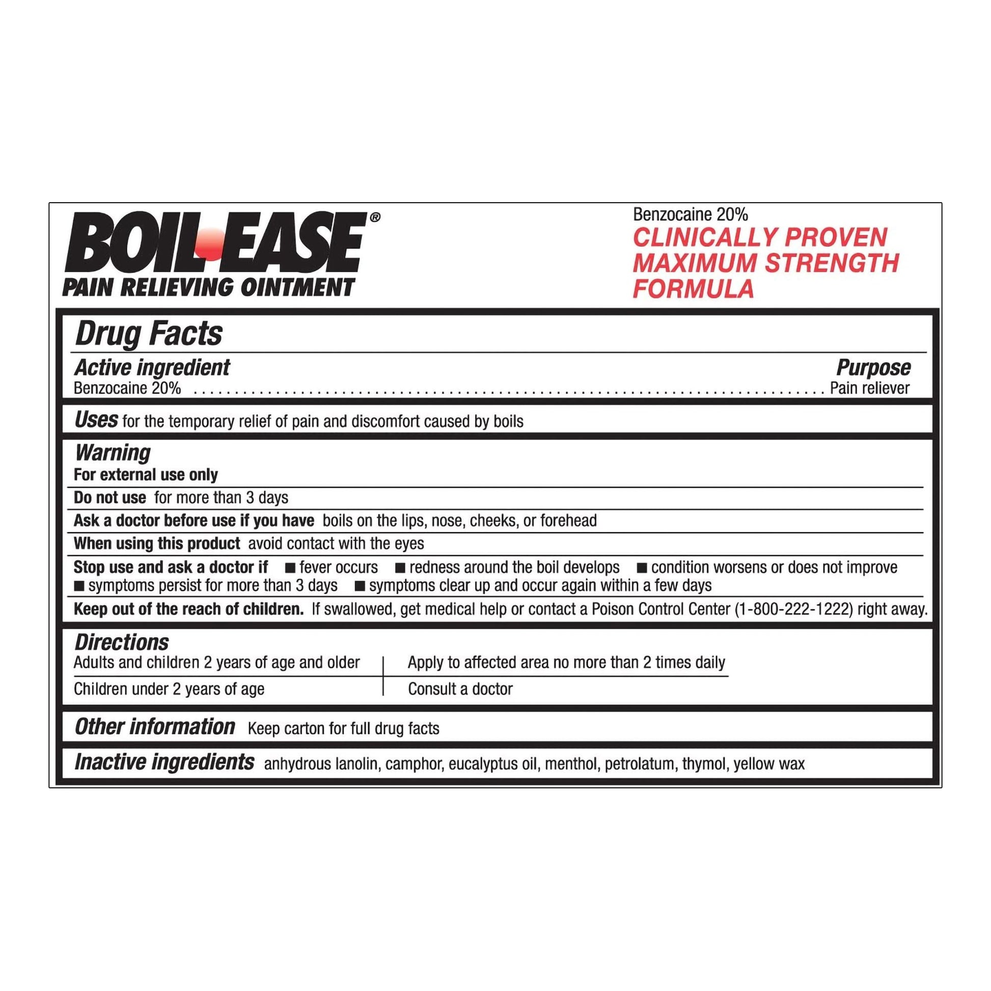 Boil Ease® Benzocaine Topical Pain Relief, Tube