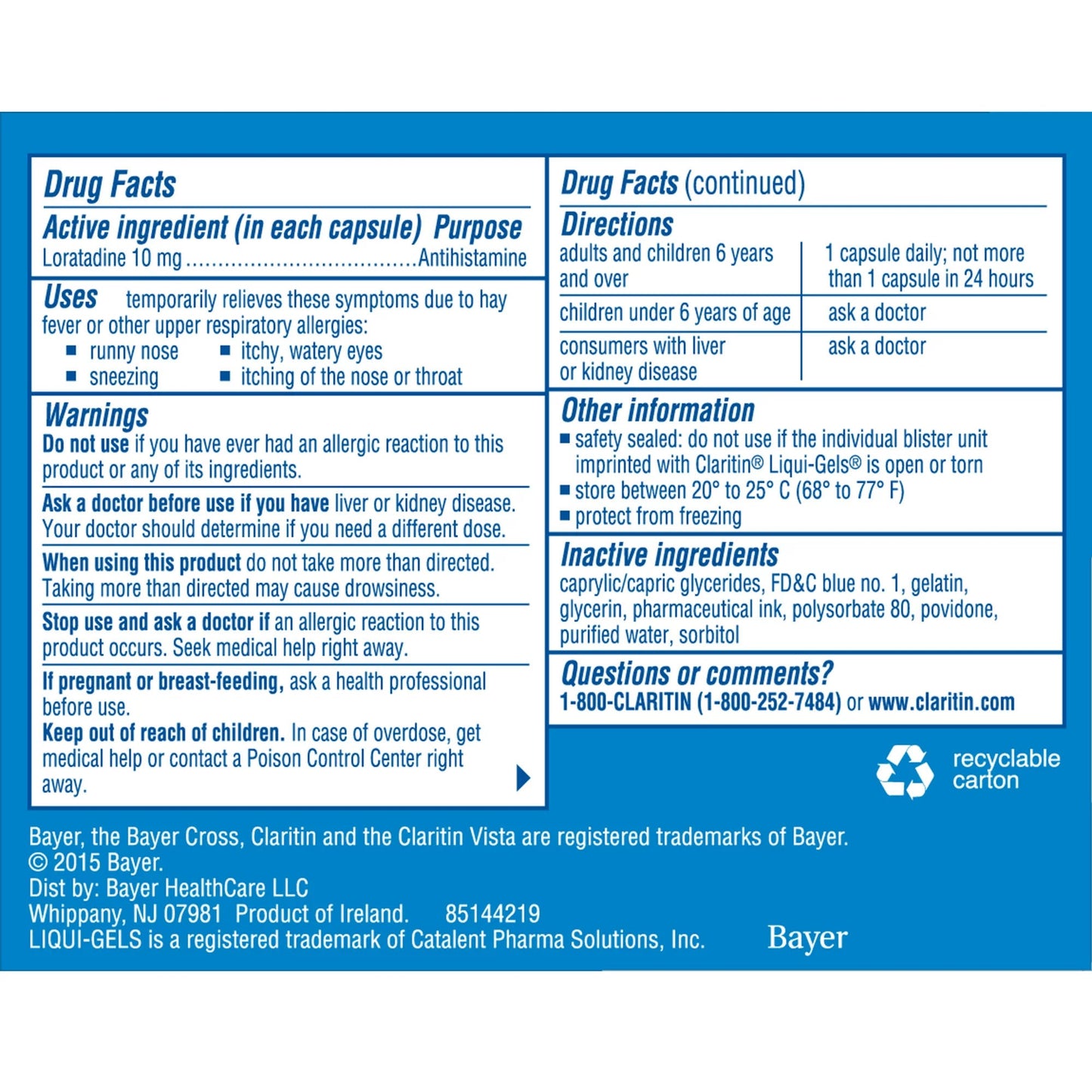 Claritin® Liquigels® Loratadine Allergy Relief