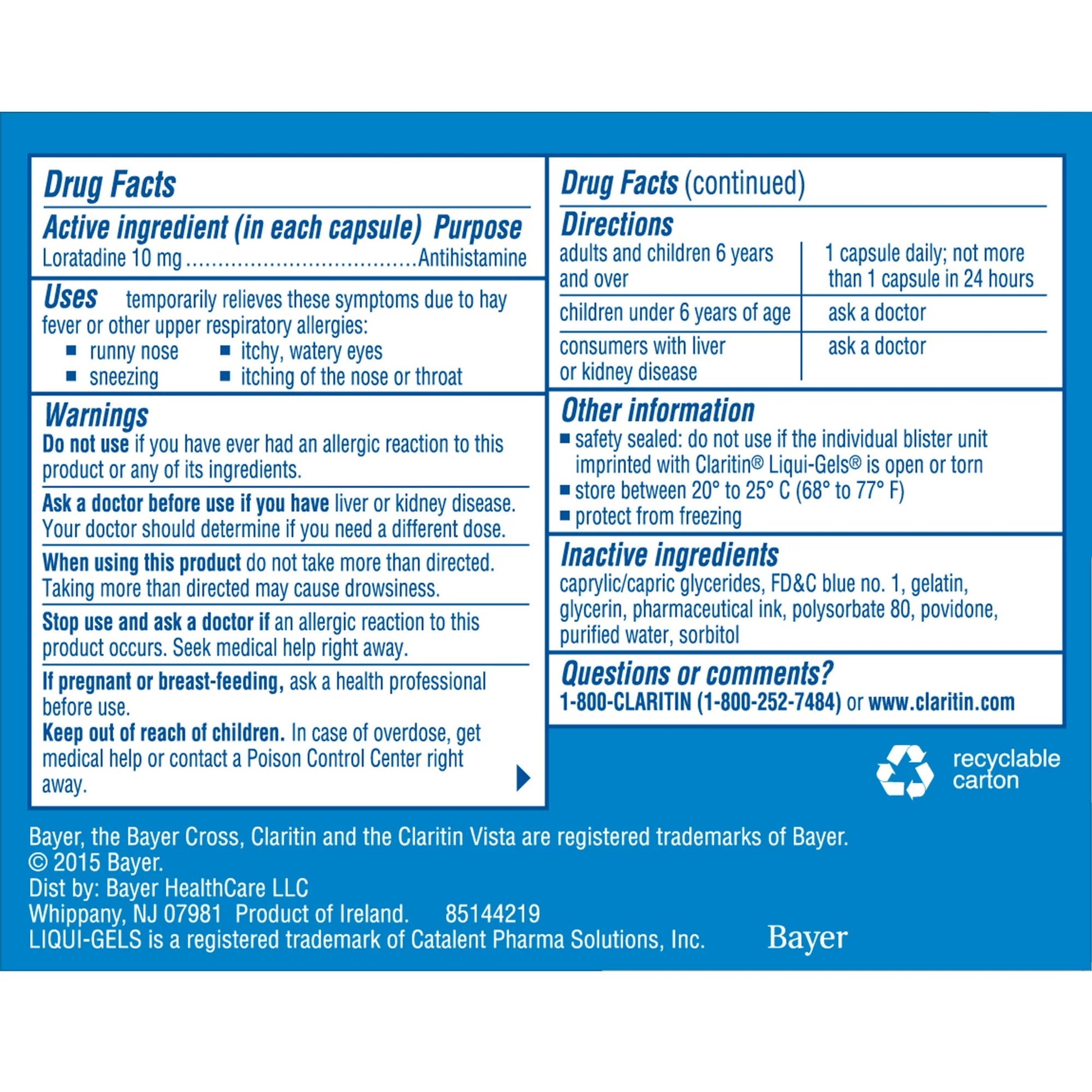 Claritin® Liquigels® Loratadine Allergy Relief