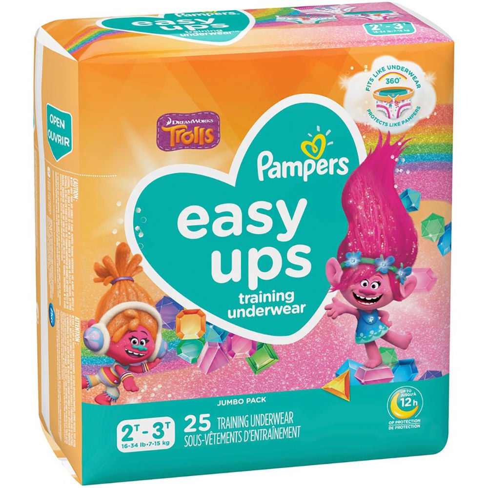 Pampers Easy Ups Female Toddler Training Pants Pull On with Tear Away Seams Disposable Moderate Absorbency