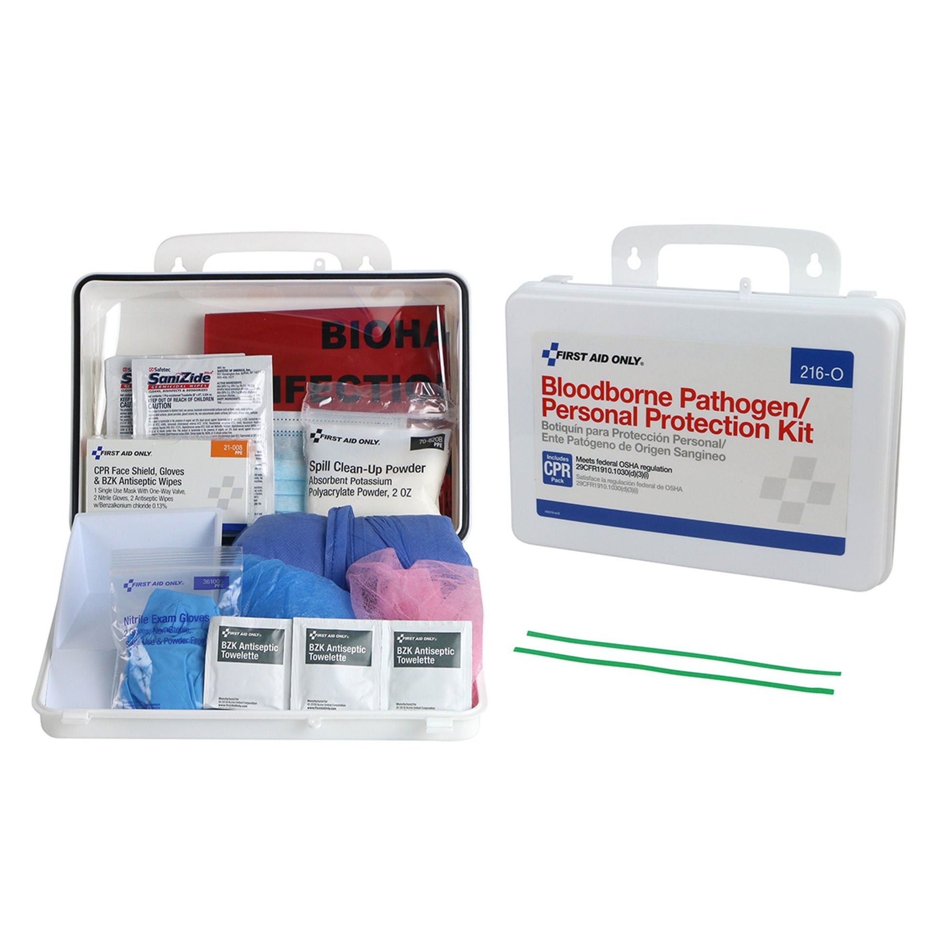 First Aid Only Bloodborne Pathogen Spill Clean Up / Personal Protection With CPR Pack Kit