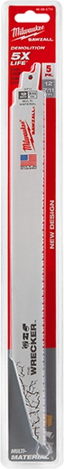 Milwaukee 12" 7/11 TPI WRECKER SAWZALL Blade for Multi-Material (5 PK) 48-00-5711 | 12 in Blade Length, 5-Piece